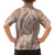 Polynesia Plumeria Lei Family Matching Short Sleeve Bodycon Dress and Hawaiian Shirt Beige Curves Motif