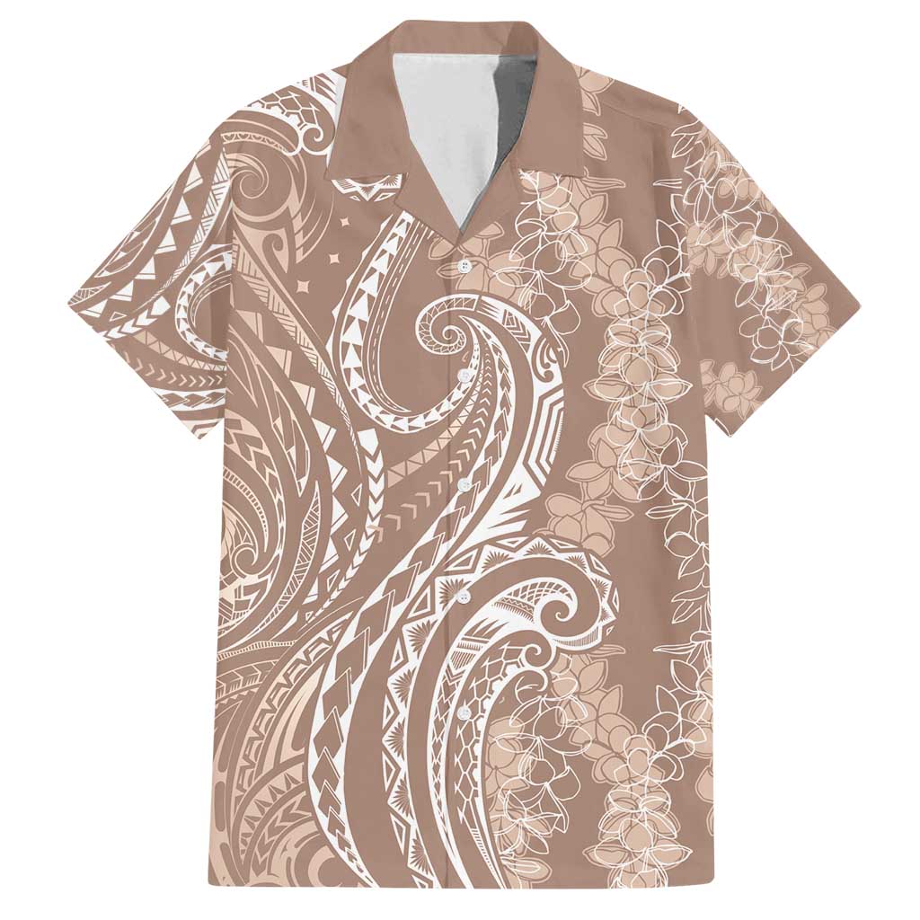 Polynesia Plumeria Lei Family Matching Summer Maxi Dress and Hawaiian Shirt Beige Curves Motif