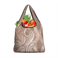 Polynesia Plumeria Lei Grocery Bag Beige Curves Motif