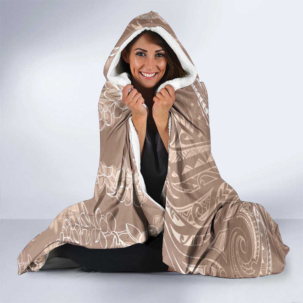 Polynesia Plumeria Lei Hooded Blanket Beige Curves Motif