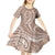 Polynesia Plumeria Lei Kid Short Sleeve Dress Beige Curves Motif