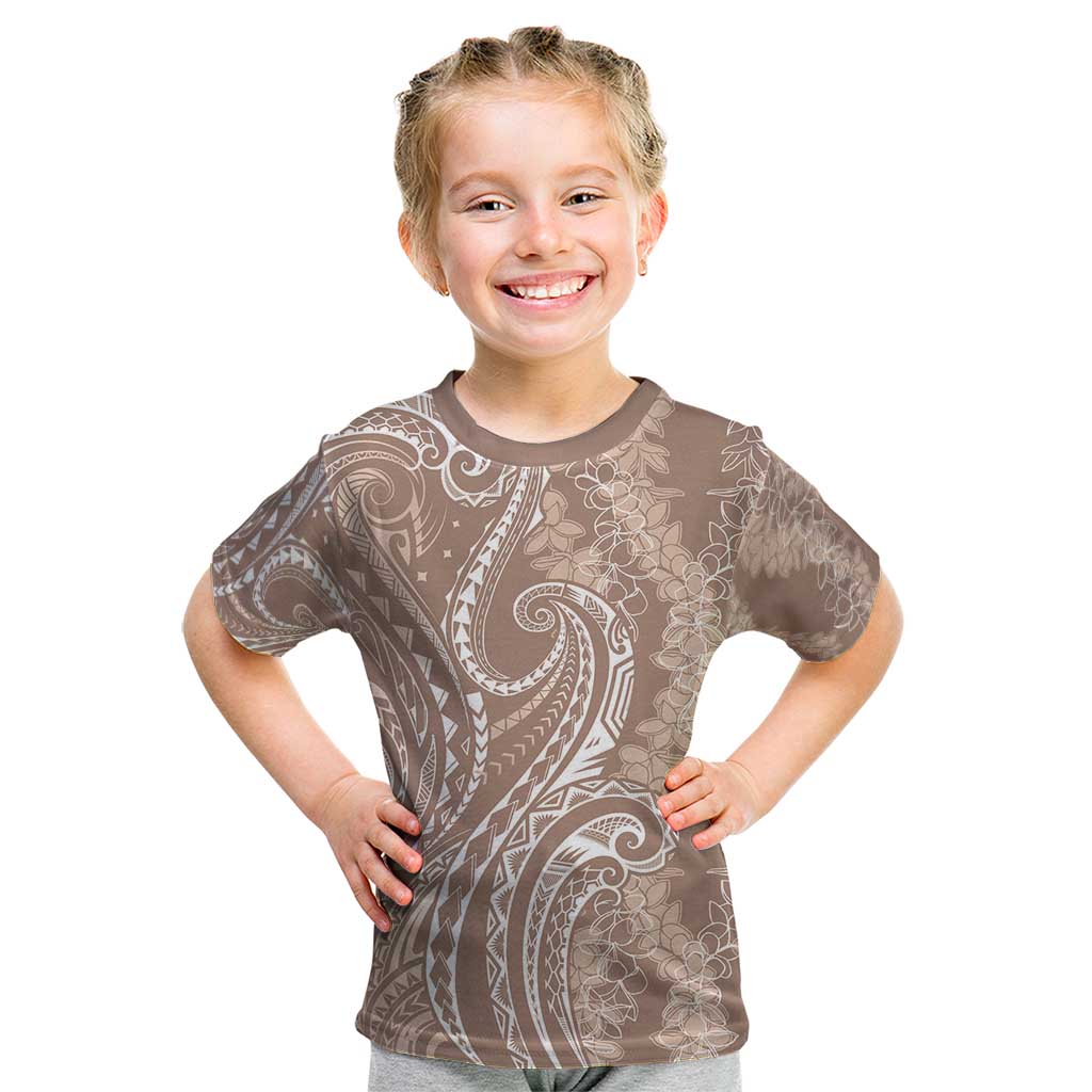 Polynesia Plumeria Lei Kid T Shirt Beige Curves Motif LT7 Beige - Polynesian Pride