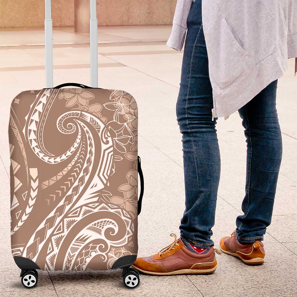 Polynesia Plumeria Lei Luggage Cover Beige Curves Motif LT7 Beige - Polynesian Pride