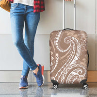 Polynesia Plumeria Lei Luggage Cover Beige Curves Motif