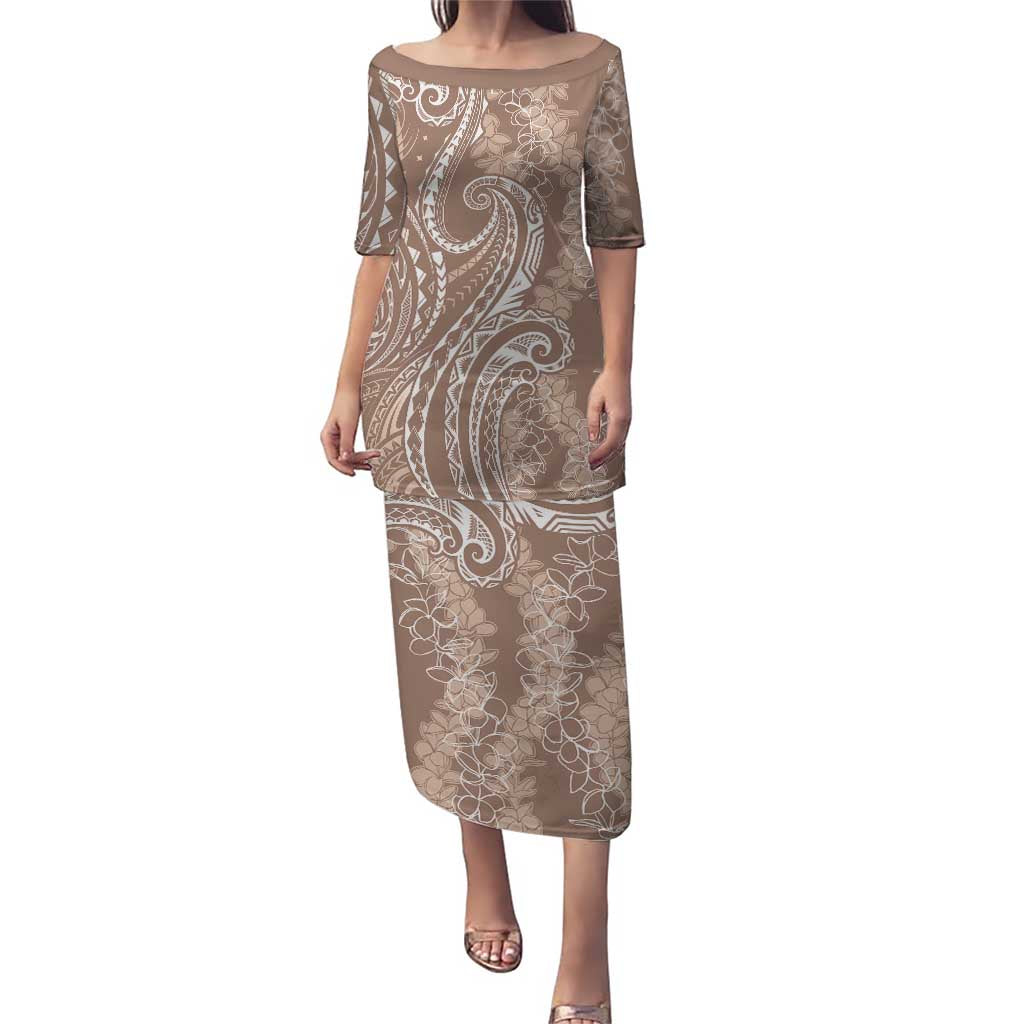 Polynesia Plumeria Lei Puletasi Beige Curves Motif