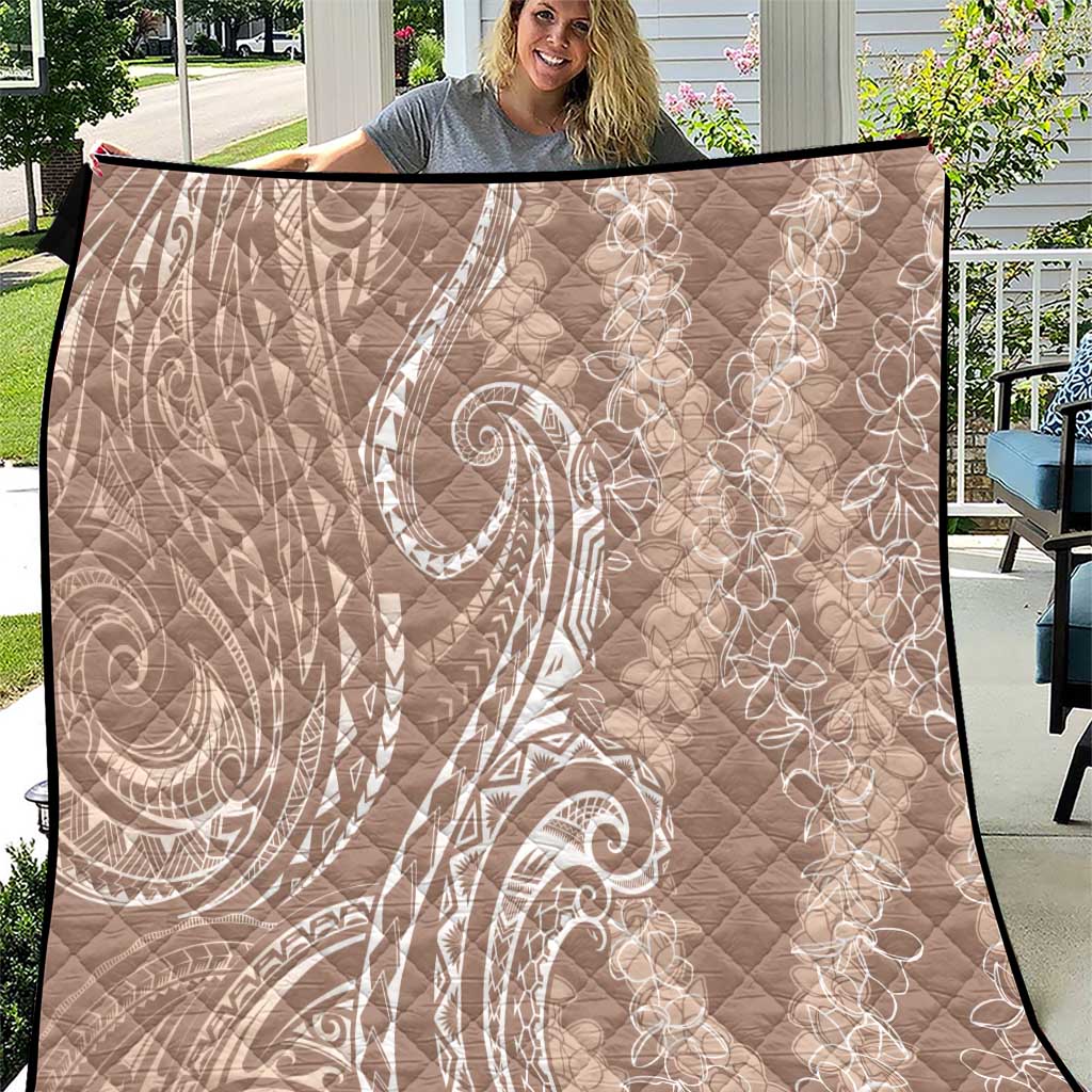 Polynesia Plumeria Lei Quilt Beige Curves Motif LT7 Beige - Polynesian Pride