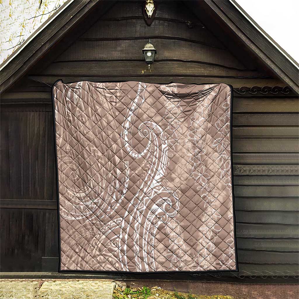 Polynesia Plumeria Lei Quilt Beige Curves Motif