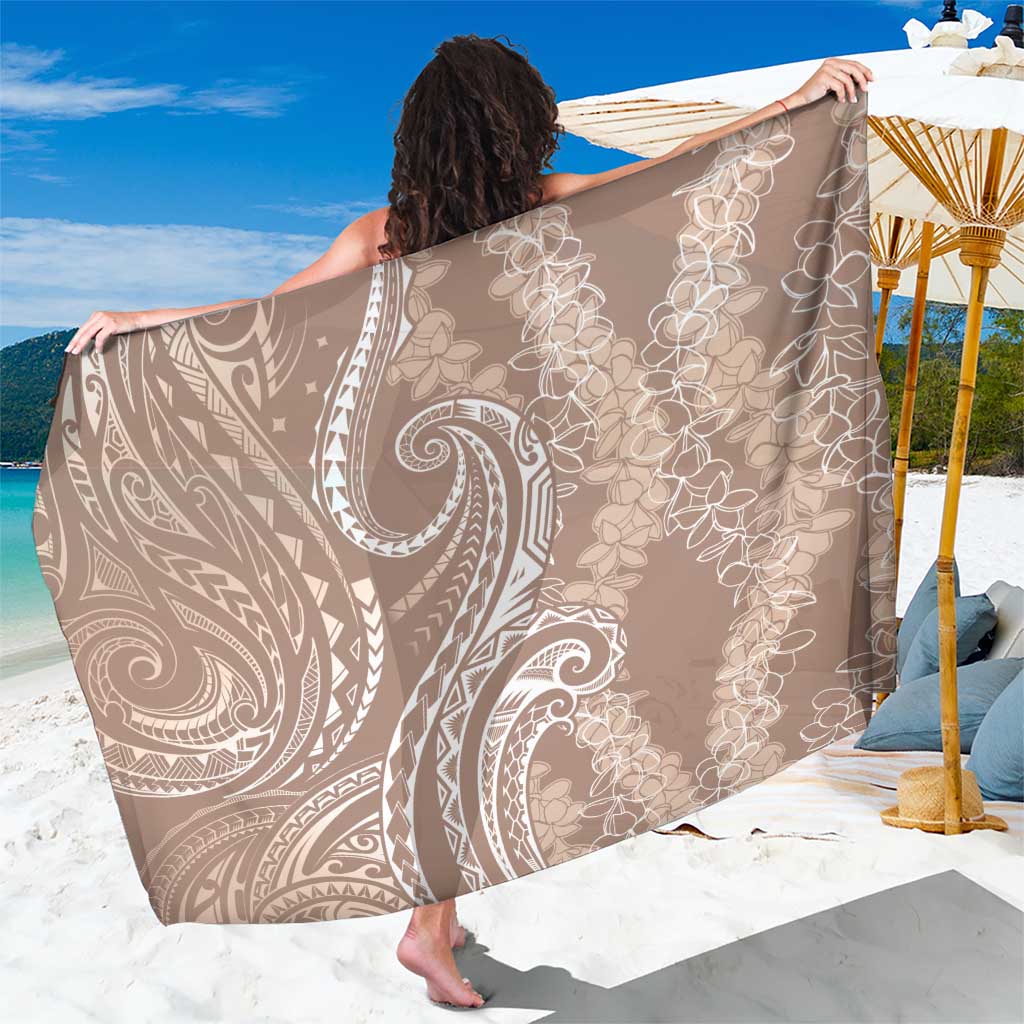 Polynesia Plumeria Lei Sarong Beige Curves Motif LT7 One Size 44 x 66 inches Beige - Polynesian Pride