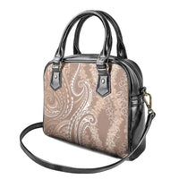 Polynesia Plumeria Lei Shoulder Handbag Beige Curves Motif