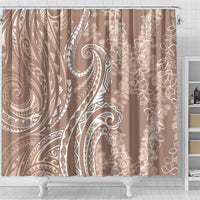 Polynesia Plumeria Lei Shower Curtain Beige Curves Motif