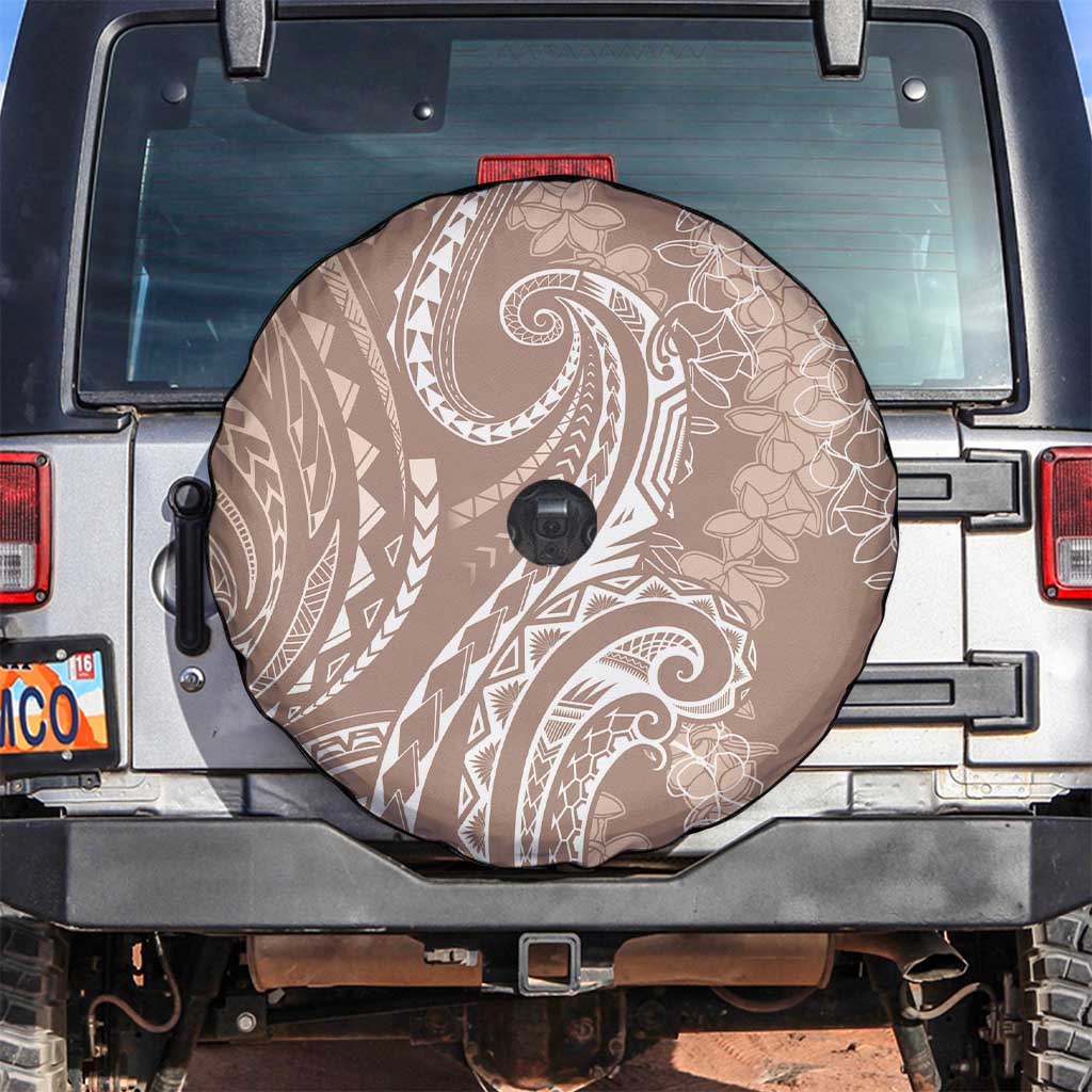Polynesia Plumeria Lei Spare Tire Cover Beige Curves Motif LT7 Beige - Polynesian Pride