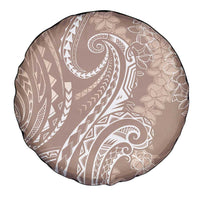 Polynesia Plumeria Lei Spare Tire Cover Beige Curves Motif