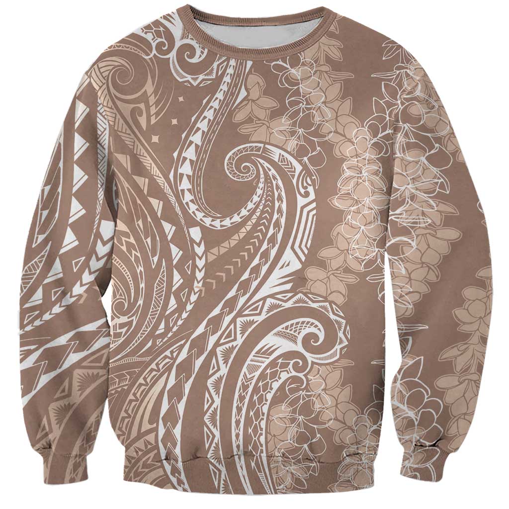 Polynesia Plumeria Lei Sweatshirt Beige Curves Motif