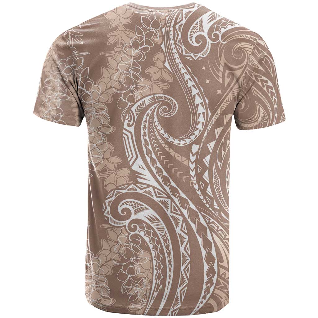 Polynesia Plumeria Lei T Shirt Beige Curves Motif