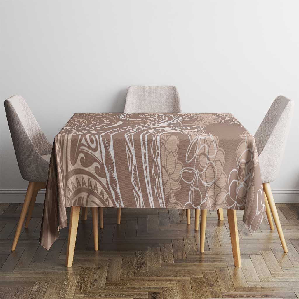 Polynesia Plumeria Lei Tablecloth Beige Curves Motif