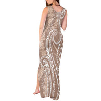 Polynesia Plumeria Lei Tank Maxi Dress Beige Curves Motif