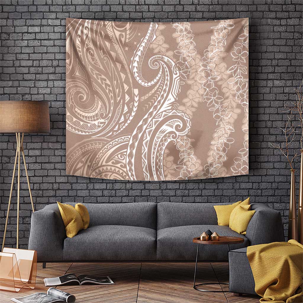 Polynesia Plumeria Lei Tapestry Beige Curves Motif LT7 Beige - Polynesian Pride