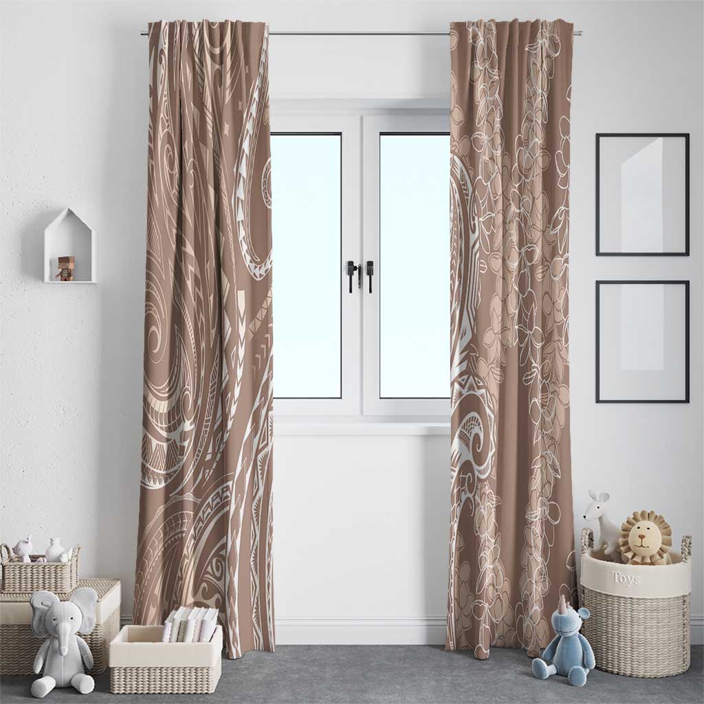 Polynesia Plumeria Lei Window Curtain Beige Curves Motif
