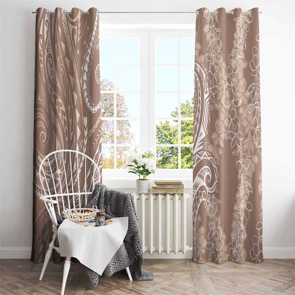 Polynesia Plumeria Lei Window Curtain Beige Curves Motif