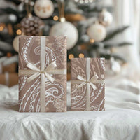 Polynesia Plumeria Lei Wrapping Paper Beige Curves Motif