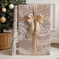 Polynesia Plumeria Lei Wrapping Paper Beige Curves Motif
