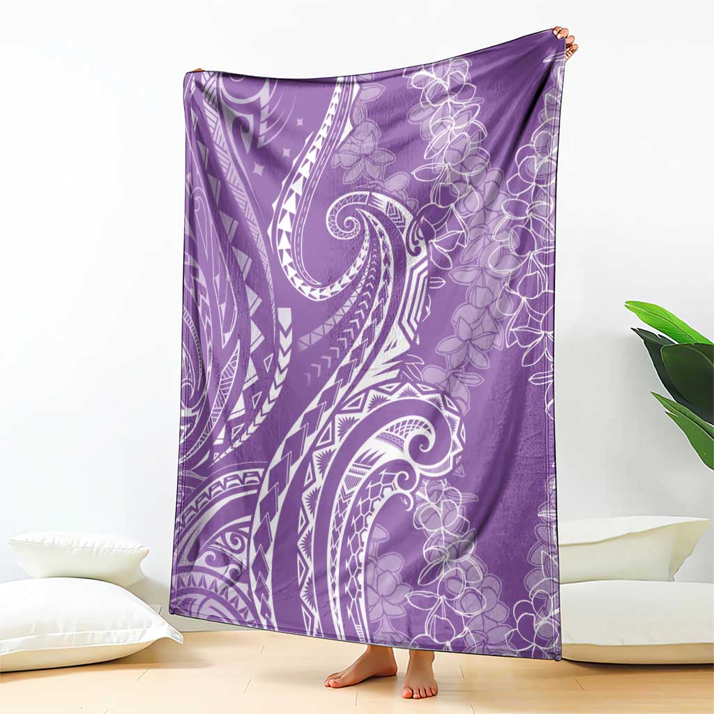 Polynesia Plumeria Lei Blanket Periwinkle Curves Motif