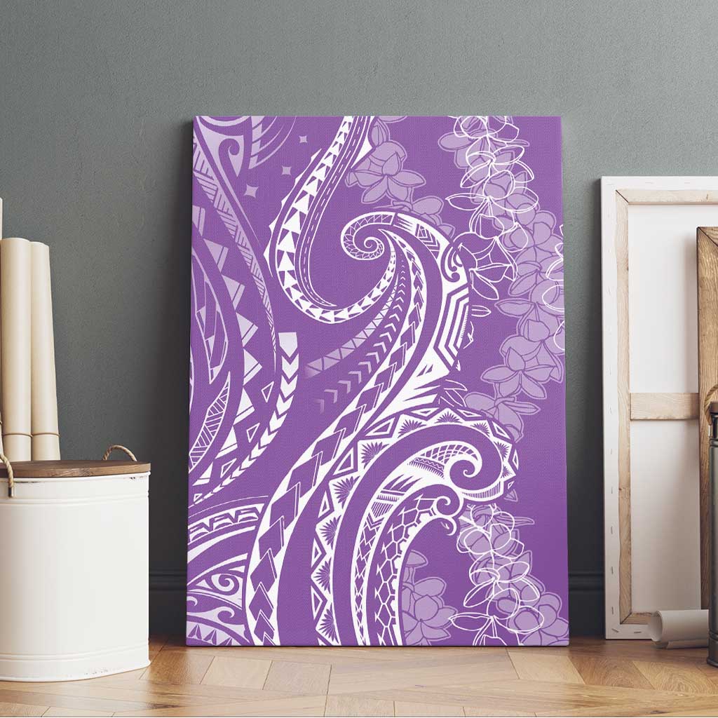 Polynesia Plumeria Lei Canvas Wall Art Periwinkle Curves Motif
