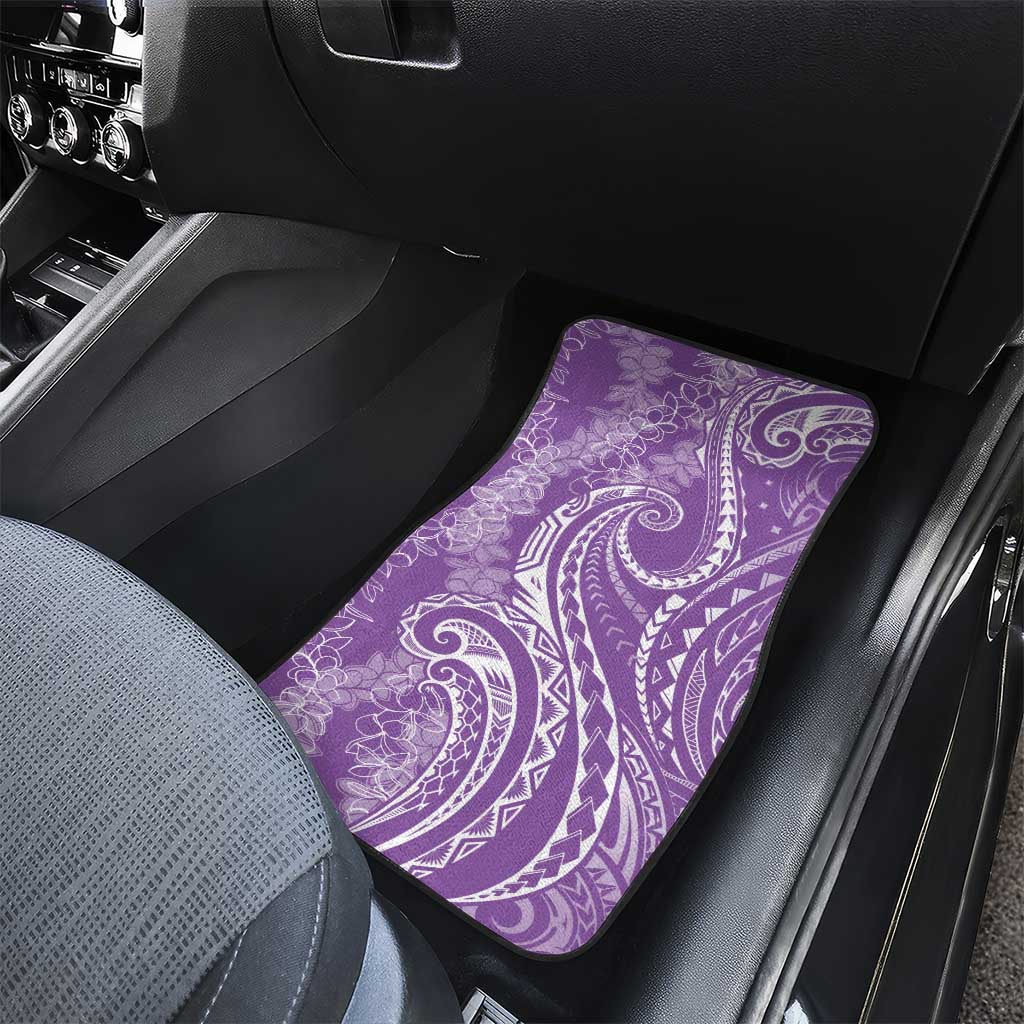 Polynesia Plumeria Lei Car Mats Periwinkle Curves Motif