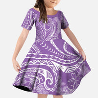 Polynesia Plumeria Lei Family Matching Summer Maxi Dress and Hawaiian Shirt Periwinkle Curves Motif LT7 Daughter's Dress Periwinkle - Polynesian Pride