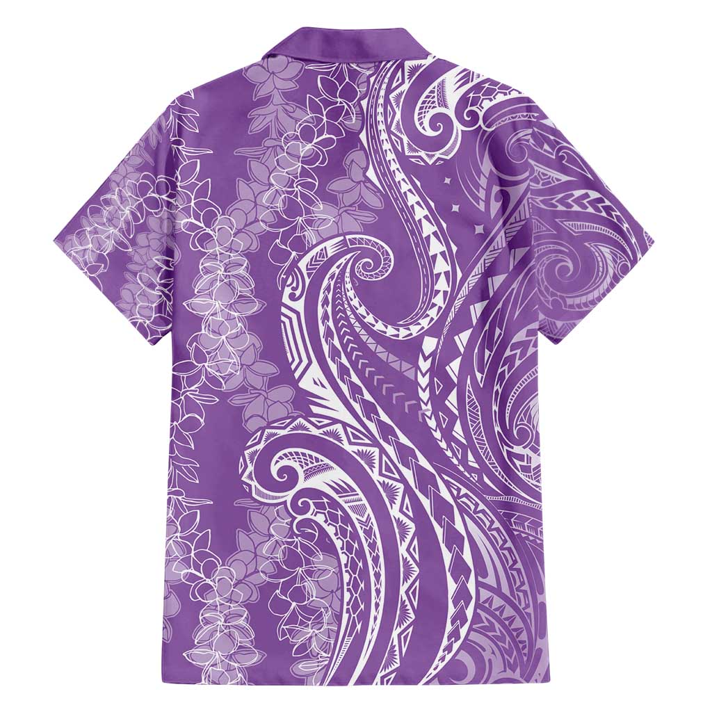 Polynesia Plumeria Lei Family Matching Summer Maxi Dress and Hawaiian Shirt Periwinkle Curves Motif LT7 - Polynesian Pride