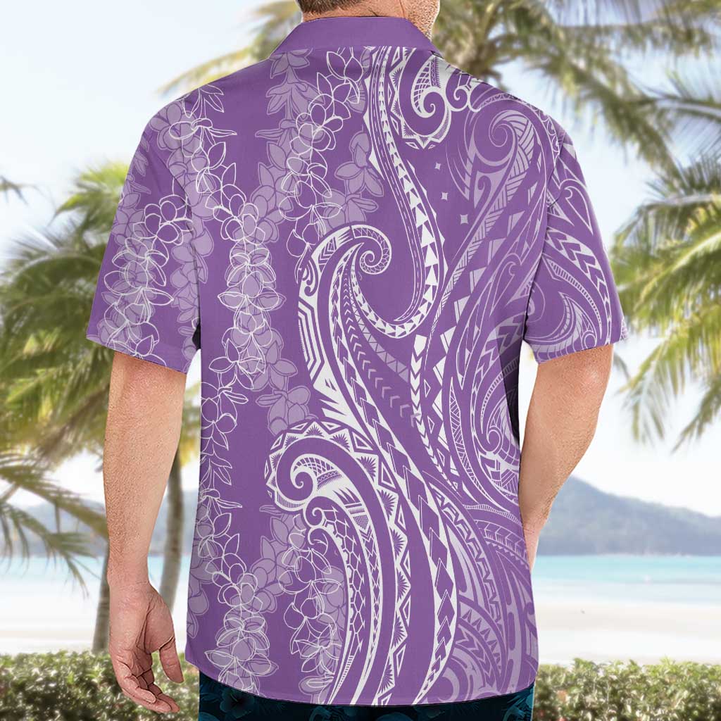 Polynesia Plumeria Lei Hawaiian Shirt Periwinkle Curves Motif