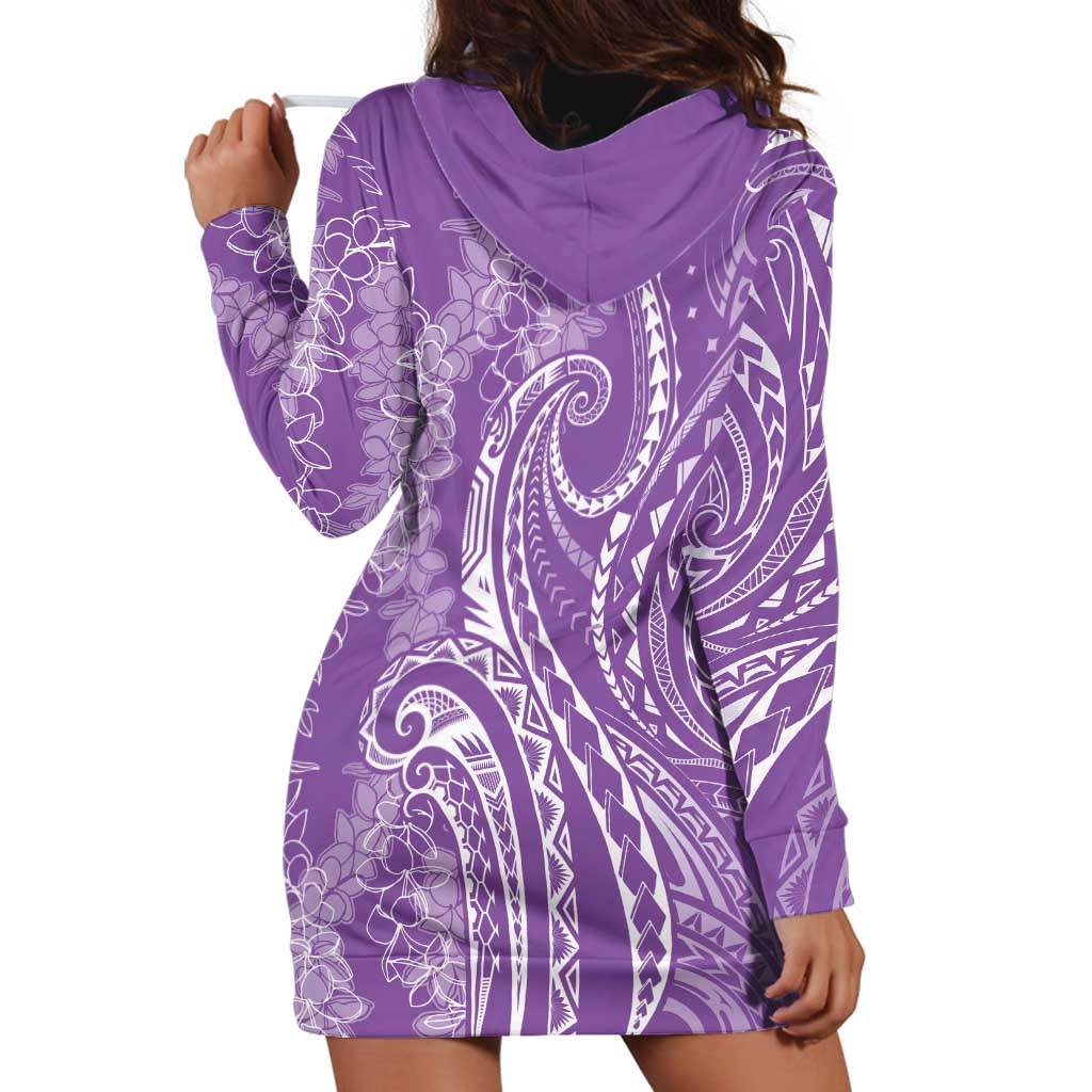 Polynesia Plumeria Lei Hoodie Dress Periwinkle Curves Motif LT7 - Polynesian Pride