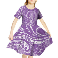 Polynesia Plumeria Lei Kid Short Sleeve Dress Periwinkle Curves Motif