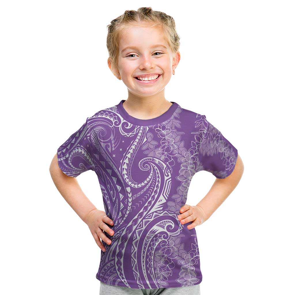 Polynesia Plumeria Lei Kid T Shirt Periwinkle Curves Motif LT7 Periwinkle - Polynesian Pride