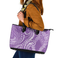 Polynesia Plumeria Lei Leather Tote Bag Periwinkle Curves Motif