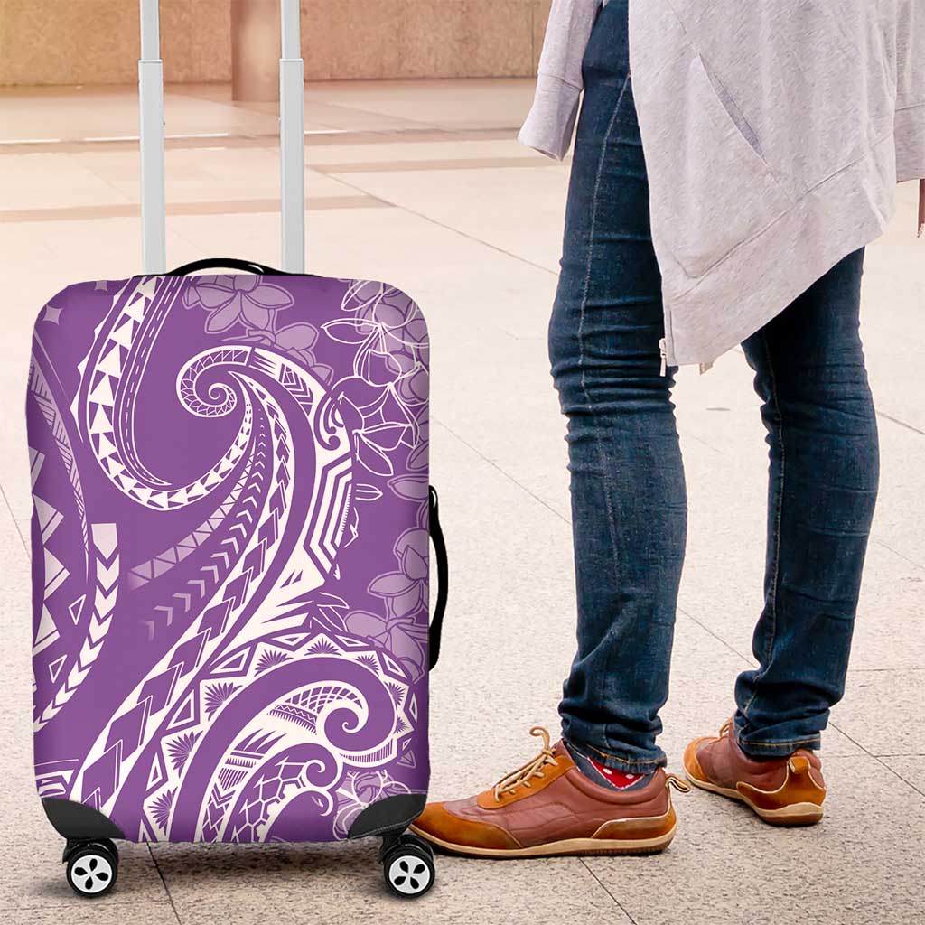 Polynesia Plumeria Lei Luggage Cover Periwinkle Curves Motif LT7 Periwinkle - Polynesian Pride