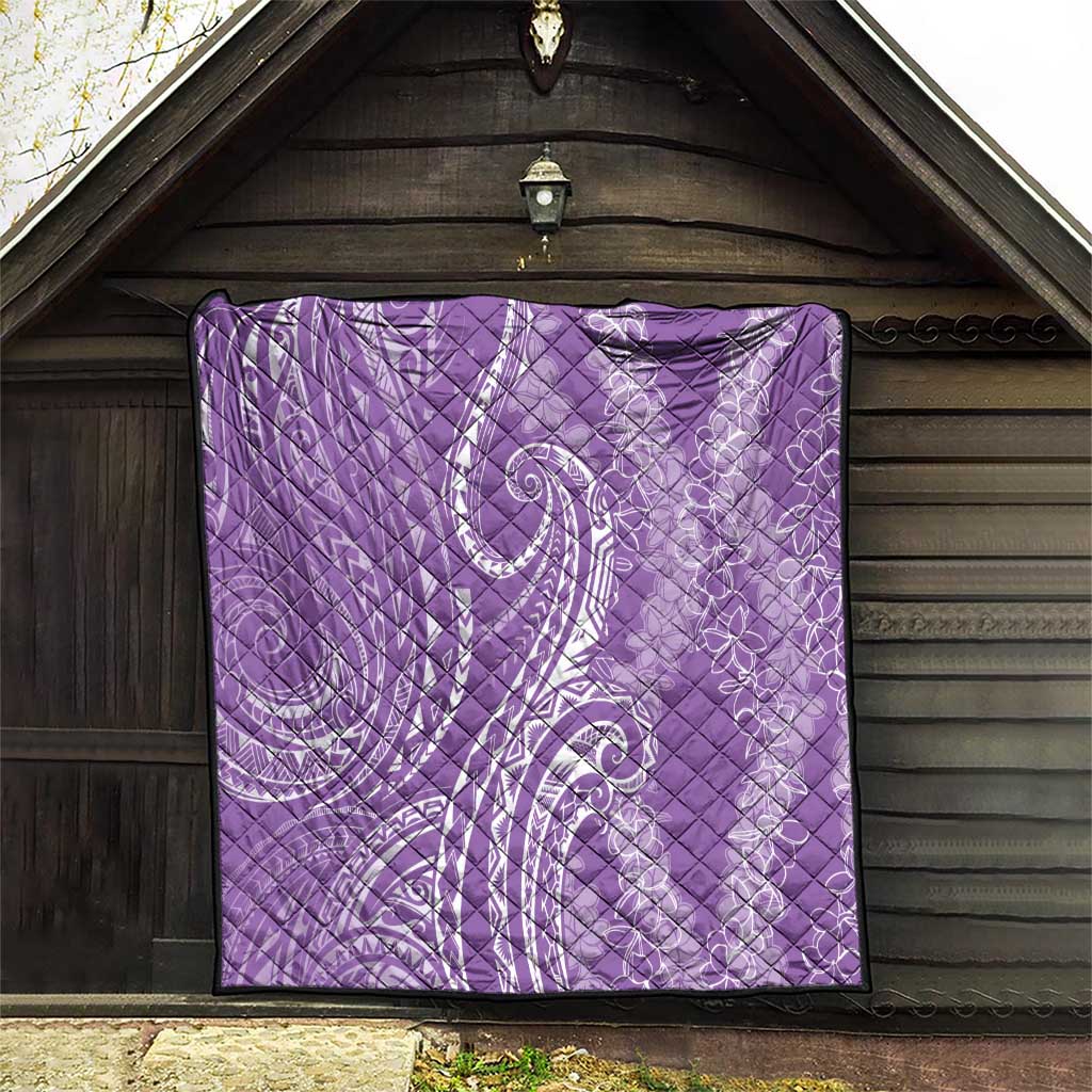 Polynesia Plumeria Lei Quilt Periwinkle Curves Motif