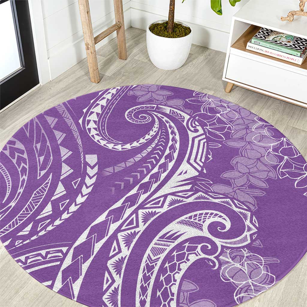 Polynesia Plumeria Lei Round Carpet Periwinkle Curves Motif LT7 Periwinkle - Polynesian Pride