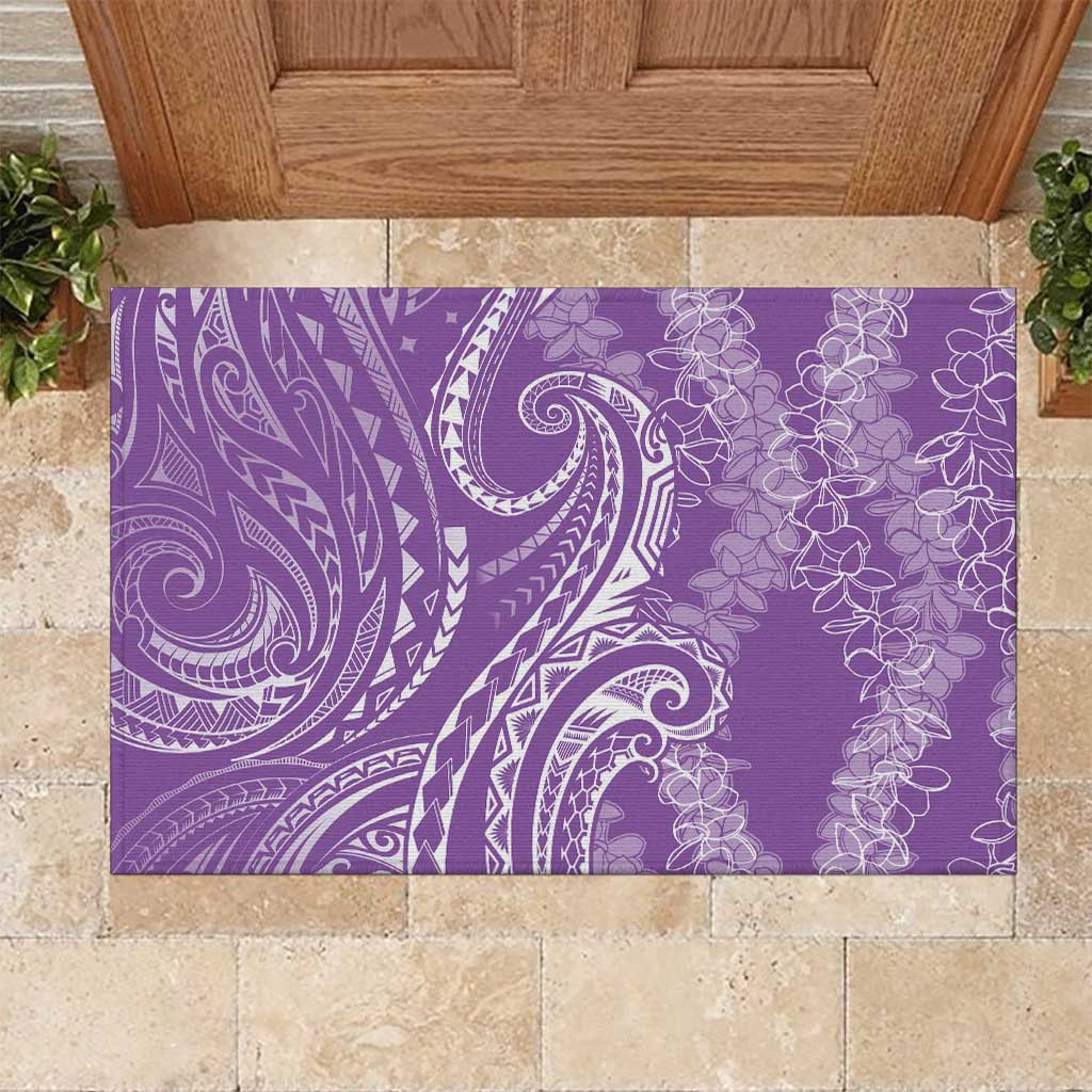 Polynesia Plumeria Lei Rubber Doormat Periwinkle Curves Motif LT7 Periwinkle - Polynesian Pride