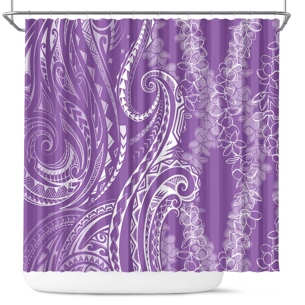 Polynesia Plumeria Lei Shower Curtain Periwinkle Curves Motif LT7 Periwinkle - Polynesian Pride