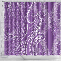 Polynesia Plumeria Lei Shower Curtain Periwinkle Curves Motif