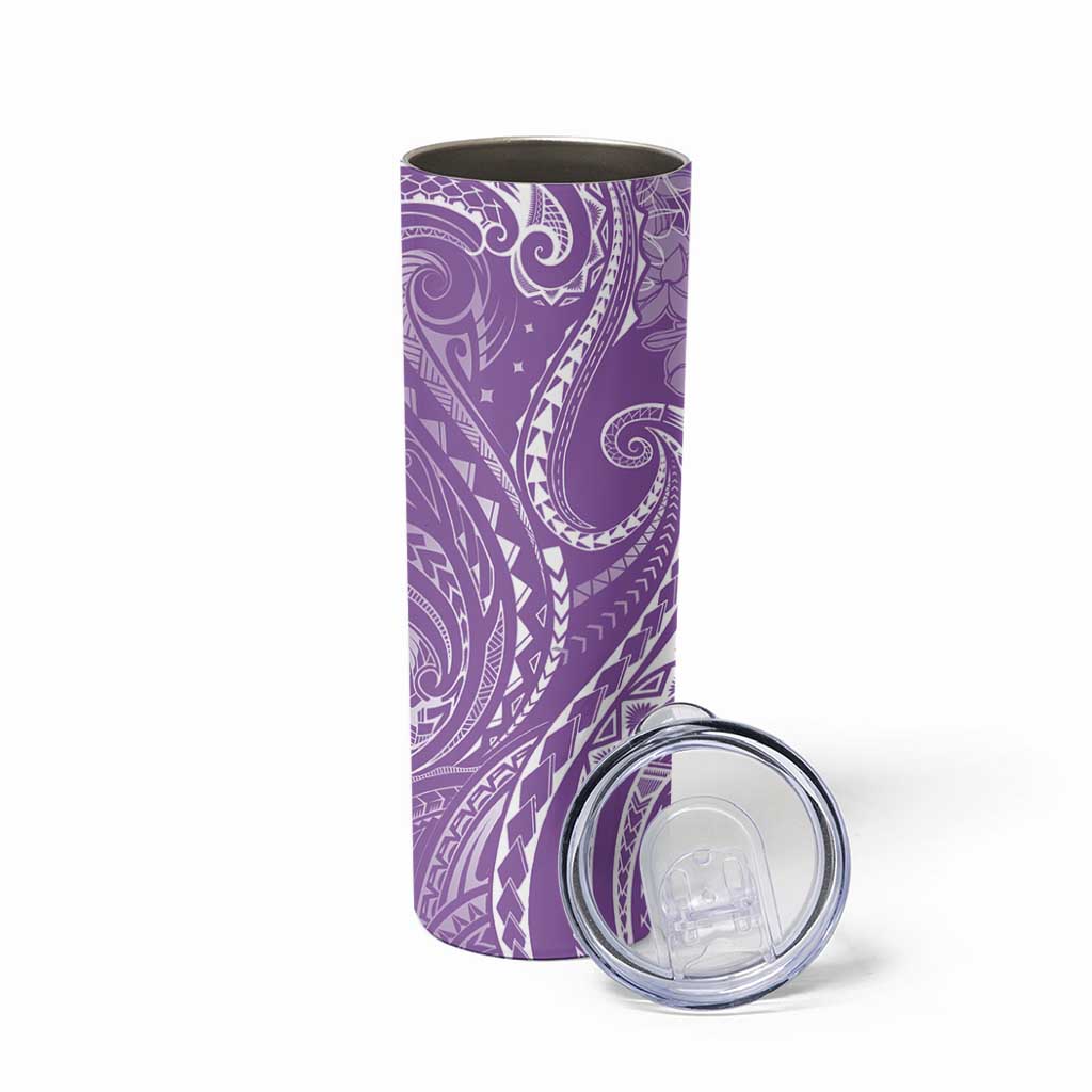 Polynesia Plumeria Lei Skinny Tumbler Periwinkle Curves Motif LT7 - Polynesian Pride