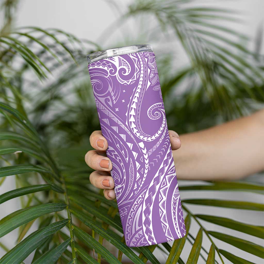 Polynesia Plumeria Lei Skinny Tumbler Periwinkle Curves Motif LT7 - Polynesian Pride