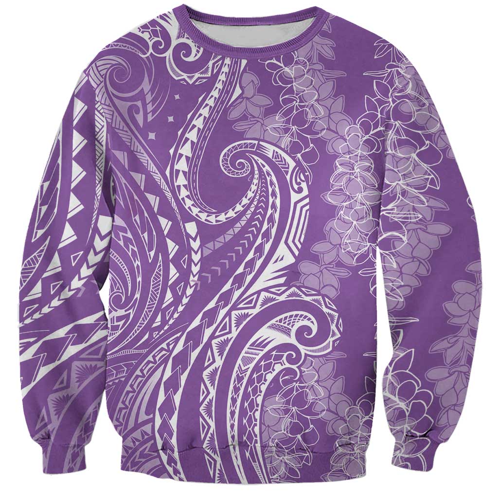 Polynesia Plumeria Lei Sweatshirt Periwinkle Curves Motif