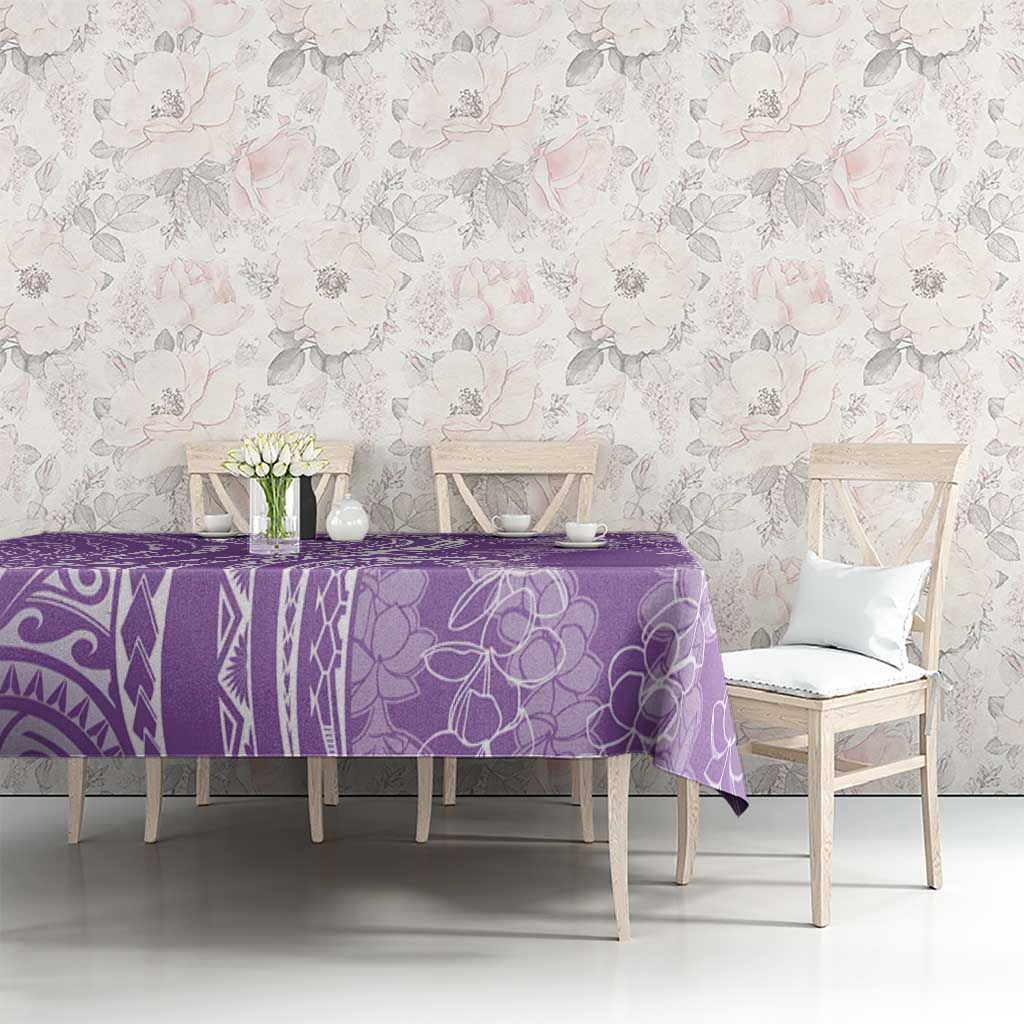 Polynesia Plumeria Lei Tablecloth Periwinkle Curves Motif