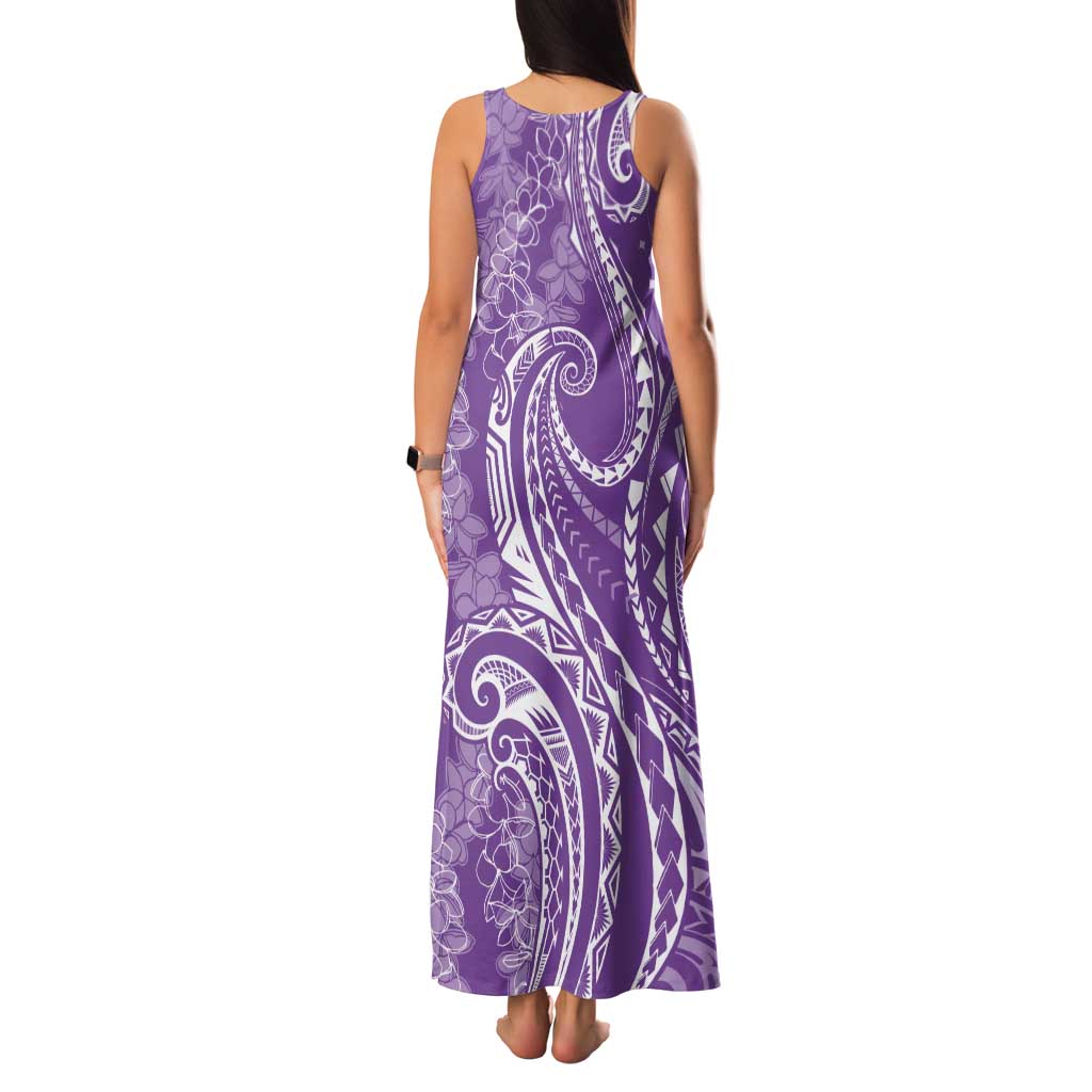 Polynesia Plumeria Lei Tank Maxi Dress Periwinkle Curves Motif