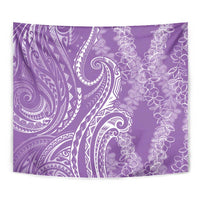 Polynesia Plumeria Lei Tapestry Periwinkle Curves Motif