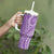 Polynesia Plumeria Lei Tumbler With Handle Periwinkle Curves Motif
