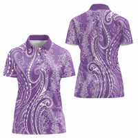 Polynesia Plumeria Lei Women Polo Shirt Periwinkle Curves Motif