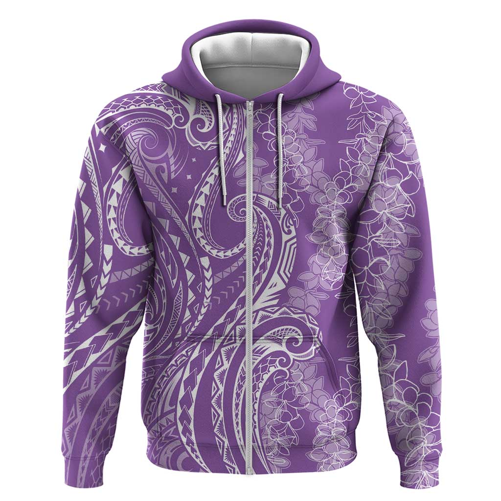 Polynesia Plumeria Lei Zip Hoodie Periwinkle Curves Motif LT7 Zip Hoodie Periwinkle - Polynesian Pride